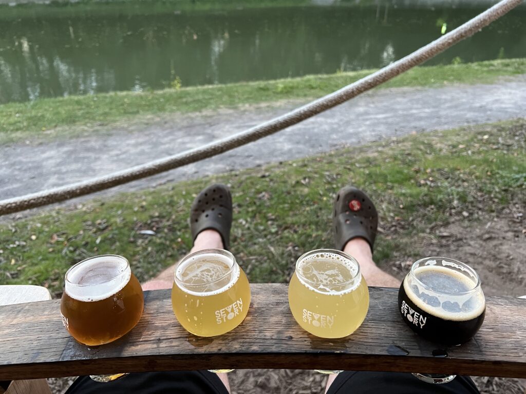 Beer height chair by the canal!